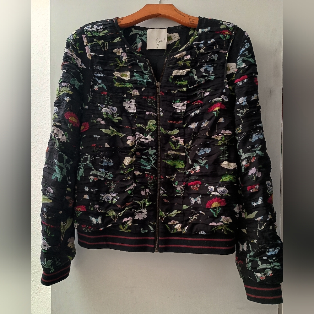 Joie Black Bomber Jacket with Sporty Design